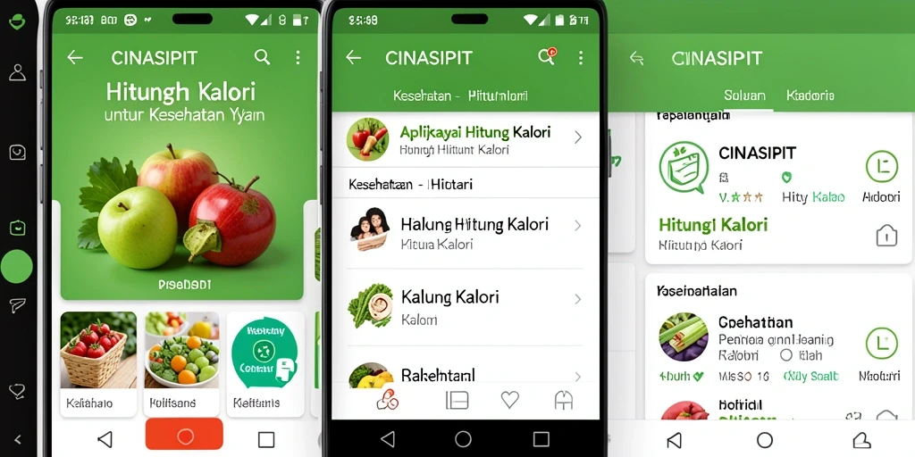 Antarmuka CINASIPIT menampilkan fungsi Hitung Kalori dengan jelas dan efisien.