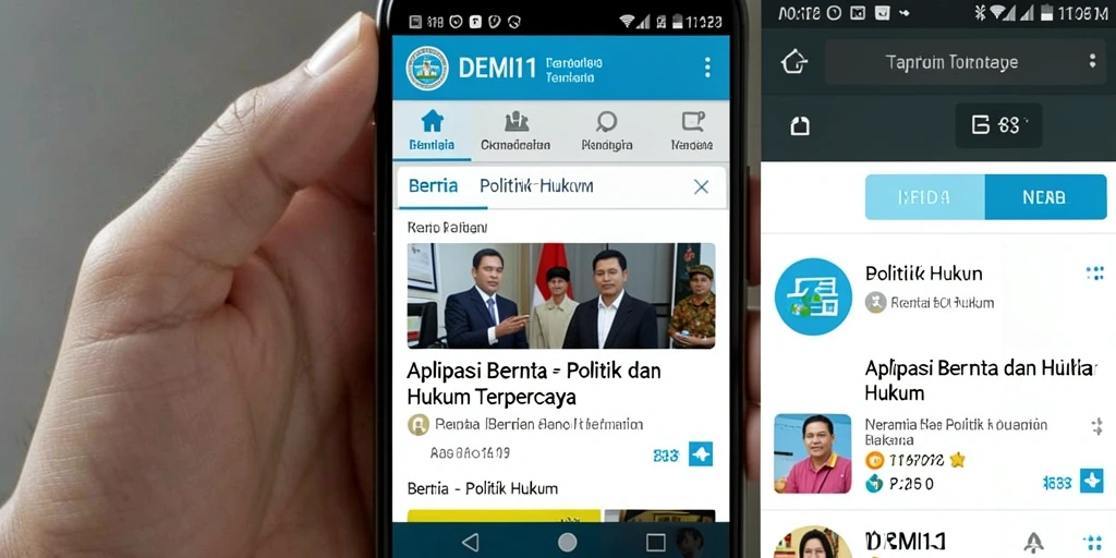 Antarmuka pengguna intuitif aplikasi DEMI11 untuk berita politik dan hukum.