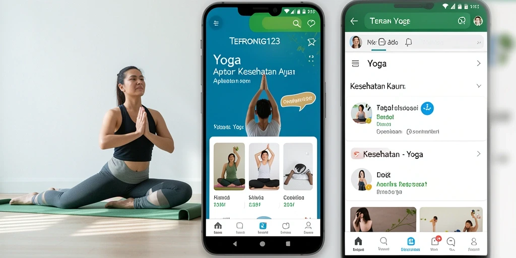 Antarmuka aplikasi TERONG123 yang menawan untuk sesi yoga.